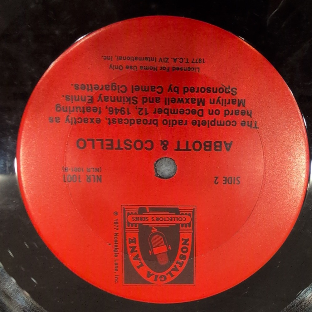 Abbott &‎ Costello Who's on First Vinyl Record Nostalgia Lane NLR 1001 1977 VG+ - Picture 2 of 4